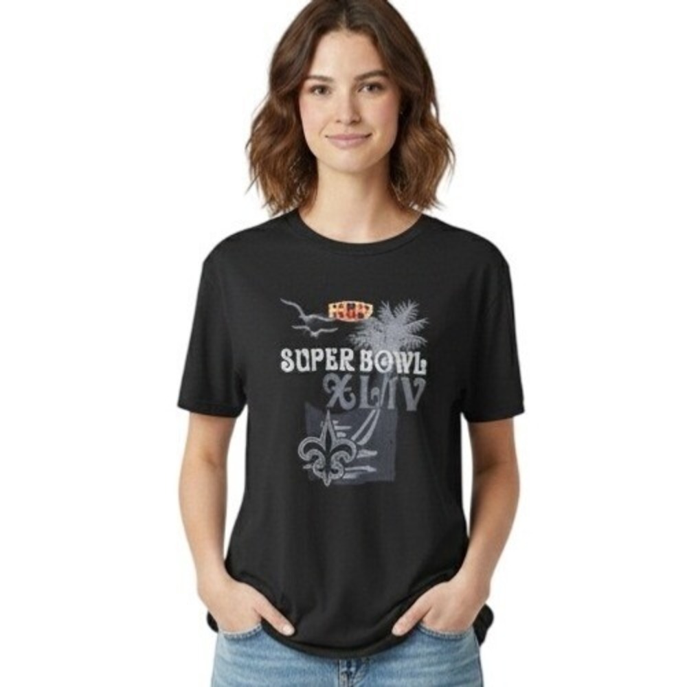Delta Super Bowl XLIV T-Shirt Adult Medium Black New Orleans Saints Graphic Tee